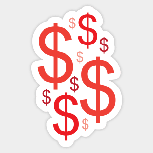 Red Dollar signs Sticker